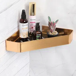 Bonhomie Black & Golden Colored Stainless Steel Corner Toiletry Rack For Bathroom-picture-57