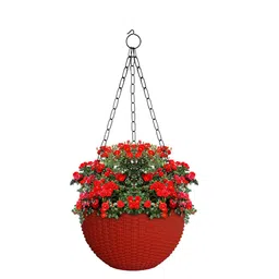 Kuber Industries Red Set of 3 Large Plastic Hanging Flower Pot image 4