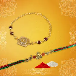 aadita Gold-Toned & Red Bracelet Style Rakhi-image-95