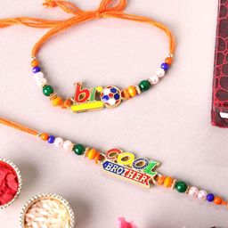 PANASH Set Of 2 Gold Plated Name Of Bro & Cool Brother Rakhis With Roli Chawal-image-74