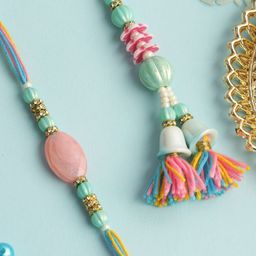 Aapno Rajasthan Beaded Thread Rakhi with Roli Chawal & Greetings Card-image-45