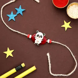 Aapno Rajasthan Panda Cartoon Rakhi With Roli Chawal & Greetings Card-25