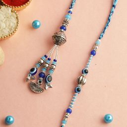 Aapno Rajasthan Nazar Rakshak Bhaiya Bhabhi Rakhi with Roli Chawal & Greetings Card-image-94