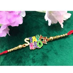 MORKANTH JEWELLERY Men Gold-Toned & Red Handcrafted Rakhi-image-72