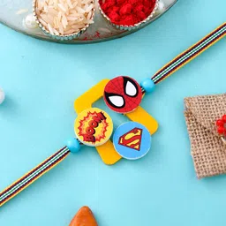 Aapno Rajasthan Kids Superman & Spiderman Designed Rakhi With Roli Chawal & Greeting Card-55