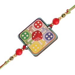 I Jewels Men Multicolored Ludo Pearl Beaded Thread Rakhi-image-74
