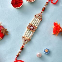 Aapno Rajasthan Men Flower Charm Beaded Rakhi With Roli Chawal & Greeting Card-image-31