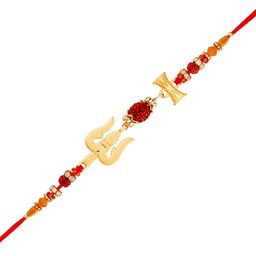 I Jewels Men Gold-Toned & Red Threaded & Designer Pearl Rakhi-image-31