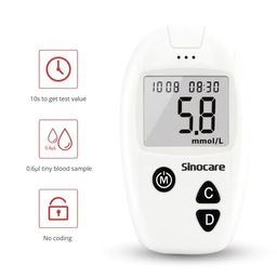 SINOCARE SAFE ACCU Blood Glucose Monitor/Machine | With 25 Strips and Lancets, One Lancet Device | No Coding required, 200 Memory, Upto 28 Days Average | Safe, Accurate and Reliable Glucometer image 3