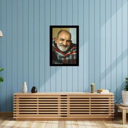 Great More Neem Karoli Baba Wooden Rectangular Photo Frame, Medium Size, Tabletop Or Wall Mount, Graceful Smile Image - 8X12 Inch - 103 (Black) image 3