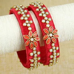 asthetika kids Asthetika Girls Set of 2 Kundan Stone Studded Bangles image 1