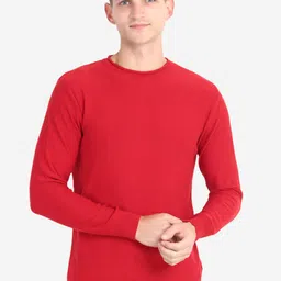 JoE Hazel Men Red Pure Cotton Pullover-image-5