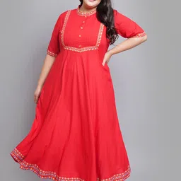 YASH GALLERY Women Red & Blue Ethnic Motifs Printed Anarkali Kurta-45