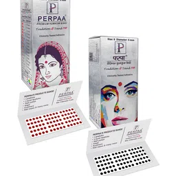 PERPAA Premium Kumkum Set Of 2 Round Stick On Bindi Book - Black & Red-10