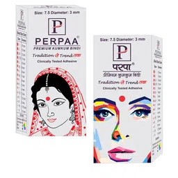 PERPAA Premium Kumkum Set Of 2 Round Stick On Bindi Book - Black & Red image 5
