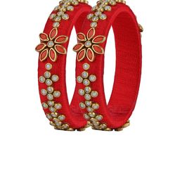 asthetika kids Asthetika Girls Set of 2 Kundan Stone Studded Bangles image 3