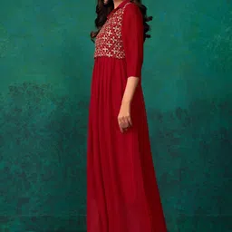 Sangria Women Mirror Work Embroidered Anarkali Kurta image 4