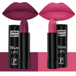 PERPAA Creamy Matte Set Of 2 Long Stay Intense Lipstick - Cherry Red 52 - Pink Fusion 60-14