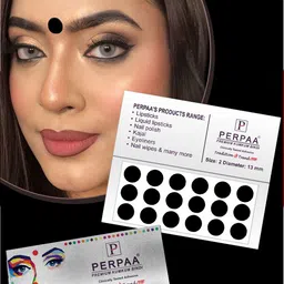 PERPAA Premium Kumkum Set Of 2 Round Stick On Bindi Book - Black & Red image 3