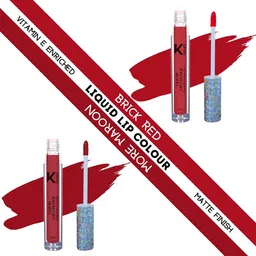 KINDED Set of 2 Vitamin E Matte Liquid Lip Colour 6 ml Each - Brick Red & More Maroon-27