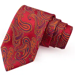 PELUCHE Men Red Woven Design Broad Tie-picture-13
