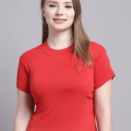 Jinfo Ribbed High Neck Crop Fitted Top-image-24