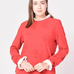 EVERYDAY by ANI Red Self Design Top-picture-34