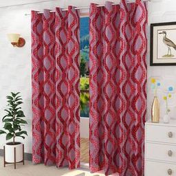 presto Red Polyester Window Curtain-picture-44