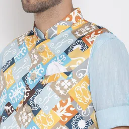 Hangup Men Printed Kurta with Trousers & Nehru Jacket image 2