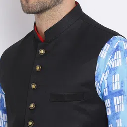 Hangup Men Printed Kurta with Pyjamas & Nehru Jacket image 2