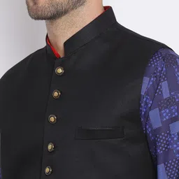 Hangup Men Printed Kurta with Pyjamas & Nehru Jacket image 2