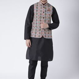Hangup Men Kurta Set With Churidar & Nehru Jacket-picture-3
