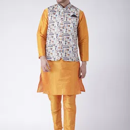 Hangup Men Mandarin Collar Kurta With Churidar & Nehru Jacket-picture-58