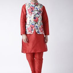 Hangup Men Mandarin Collar Kurta With Dhoti Pants & Nehru Jacket-picture-24