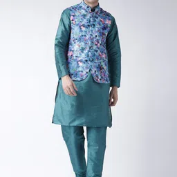 Hangup Men Solid Kurta with Pyjamas-3