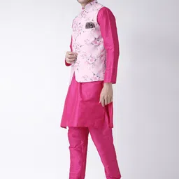 Hangup Men Regular Kurta with Churidar & Nehru Jacket image 4