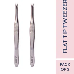 GUBB Set of 2 Flat Tip Stainless Steel Tweezer for Eyebrow Hair Removal-1