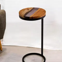 THE HOME CO. Black & Brown Round Side Table-19