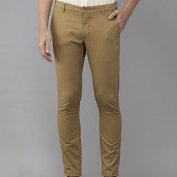 U.S. Polo Assn. Men Mustard Yellow Solid Austin Trim Fit Mid-Rise Flat-Front Trousers-image-68