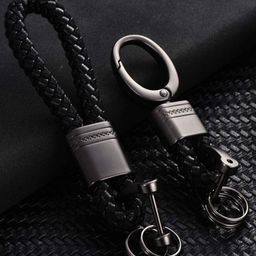 CONTACTS Braided Leather Strap Key Chain Ring-image-52