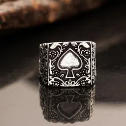 Roadster Rhodium Plated Textured Finger Ring-image-4