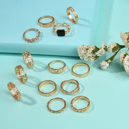SOHI Set Of 13 Gold-Plated Finger Ring-24