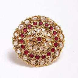 Aazeen Gold-Plated American Diamond Studded Finger Ring-5