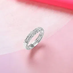 Mia by Tanishq 92.5 Sterling Silver CZ Studded Classic Textured Finger Ring-47