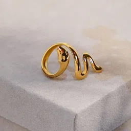 SWASHAA 18KT Gold-Plated Lizz Snake Finger Ring-53