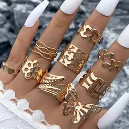 Jewels Galaxy Set Of 9 Gold Plated Finger Ring-40