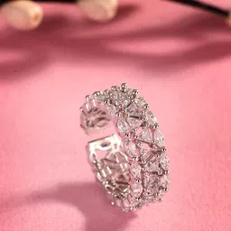 Saraf RS Jewellery Silver-Plated AD-Studded Adjustable Finger Ring-31
