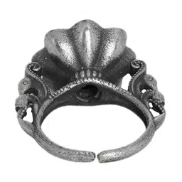 TEEJH Oxidised Silver-Plated Pink Stone Studded Finger Ring image 3