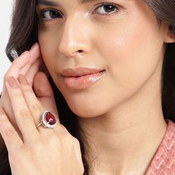 Anouk Silver-Plated AD-Studded Adjustable Finger Ring-image-10