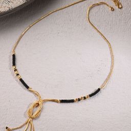 AanyaCentric Gold-Plated AD-Studded Mangalsutra, Earring & Ring Set-image-7
